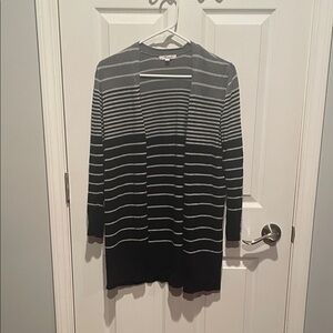 89th & Madison Black and Gray Striped Open Cardigan